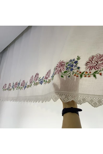 OYA home Kaneviçeli Aplikeli Perde -90*200 cm - 7