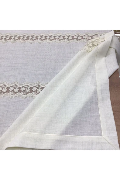 OYA home Mini Papatya Dantelli Masa Örtüsü -160*260 Cm - 3