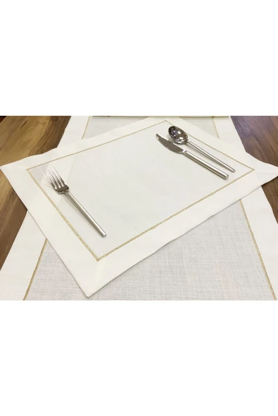 OYA home Altın Sim Piko Dikişli Ranır(1) & Amerikan Servis(8) Set - Toplam 9 Parca - 2