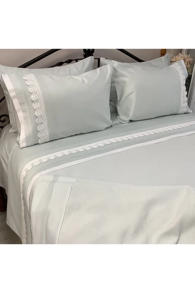 OYA home Dantelli Pamuklu Pike Takımı - Çağla Yeşili - 6 parça - 4