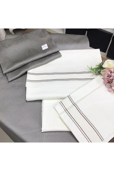 OYA home Yatak Örtülü Nervür&piko Detaylı Nevresim Set -9 Parça