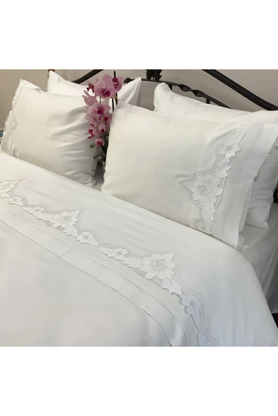 OYA home Beyaz iş li Pamuklu Nevresim Takımı -6 parça - 4