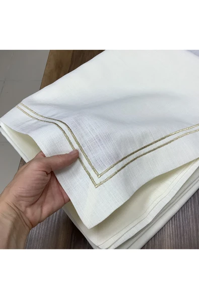 OYA home Altın Sim Çift Pikolu Masa Örtüsü(1) & Ranır(1) & Peçete(8) & Amerikan Servis(8) - 18 Parça - 4