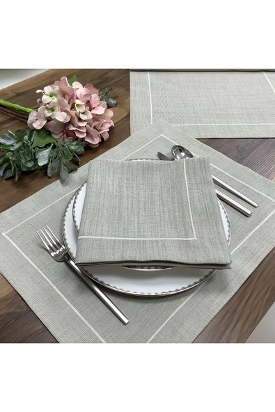 OYA home Taş Rengi Amerikan Servis (6) & Peçete (6) & Ranır (1) Set -13 Parça ürün görseli