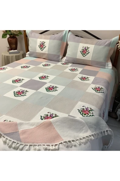 OYA home Patchwork Kaneviçeli Yatak Örtüsü -3 parça - 5