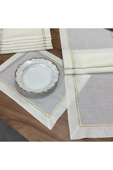 OYA home Altın Sim Çift Pikolu Amerikan Servis(6) & Ranır(1) Set -7 Parça