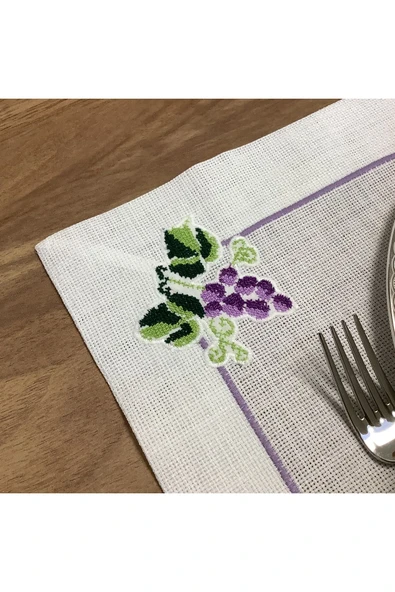 OYA home Kaneviçe Işlemeli Amerikan Servis(6) & Peçete(6) Set - 12 Parça - 2