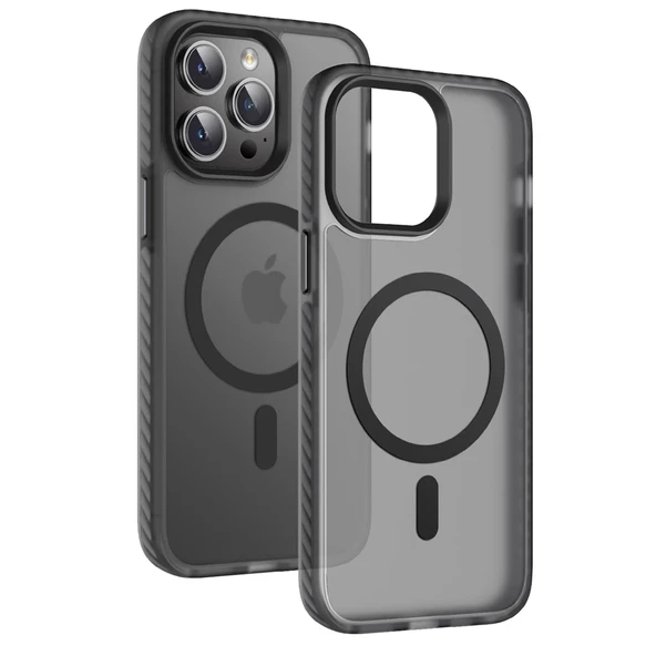 Apple iPhone 14 Pro Max Kılıf Mat Arka Yüzey Wireless Şarj Özellikli Zore Locik Kapak - 2