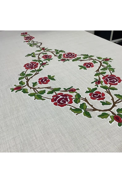 OYA home Kaneviçe İşleme Aplikeli Masa Örtüsü-160*260 cm - 4