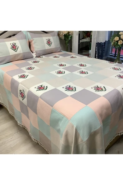 OYA home Patchwork Kaneviçeli Yatak Örtüsü -3 parça