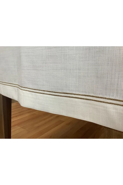 OYA home Altın Sim Çift Pikolu Masa Örtüsü(1) & Ranır(1) & Peçete(8) & Amerikan Servis(8) - 18 Parça - 6