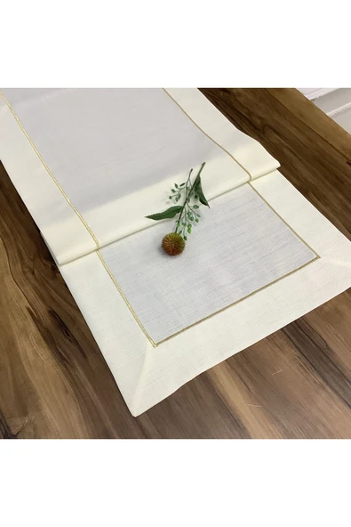OYA home Gold Tek Sıra Pikolu Masa Örtüsü ve Ranır Set - 2 parça - 3