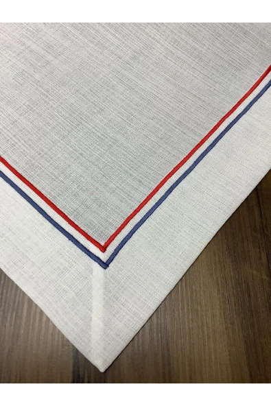 OYA home Kırmızı&mavi Çift Pikolu Amerikan Servis(6)& Peçete(6)& Ranır (1) Set -13 Parça - Resim 4