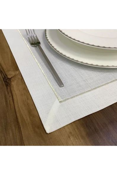 OYA home Çift Pikolu Gümüş Masa Örtüsü(1) Ranır(1) Peçete (12) Amerıkan Servıs (12) Set -26 Parça - 5