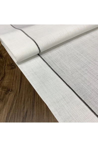 OYA home Gri Piko Dikişli Masa Örtü(1) & Peçete (8) & Ranır (1) &kaşıklık (8) Set -18 Parça - 5