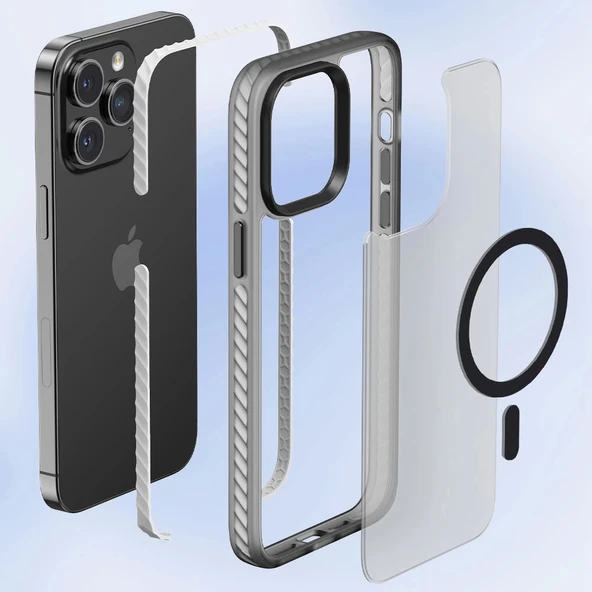 Apple iPhone 14 Pro Max Kılıf Mat Arka Yüzey Wireless Şarj Özellikli Zore Locik Kapak - 5