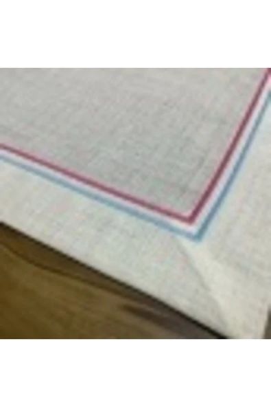 OYA home Pembe & Mavi Piko Dikişli Amerıkan Servis -8 Lı Set - Resim 5