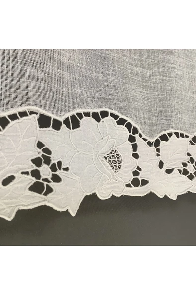 OYA home Beyaz İş Aplikeli Tül Perde -85*180 cm - 5