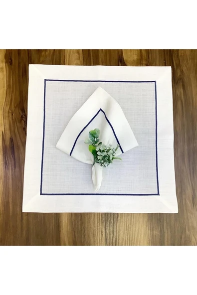 OYA home Mavi Piko Dikiş Detaylı Masa Örtüsü (1) & Peçete(8) Set -toplam 9 Parca - 7