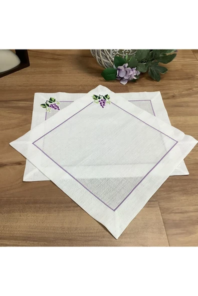 OYA home Kaneviçe Işlemeli Amerikan Servis(6) & Peçete(6) Set - 12 Parça - 5