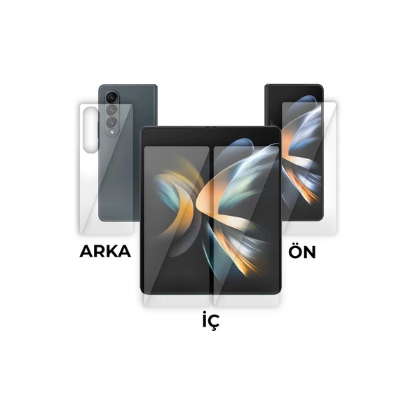 Samsung Galaxy Z Fold 5 Ön-İç-Arka Ekran Darbe Emici Kaplama ve Hd Ekran Koruyucu ürün görseli 1
