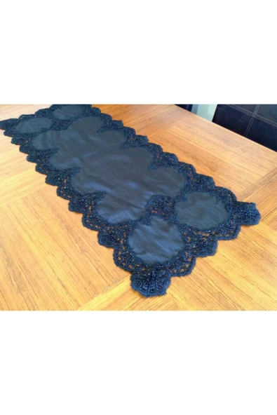 OYA home Siyah Fransız Dantelli Boncuklu Oda Takimi -5 Parca - Resim 3