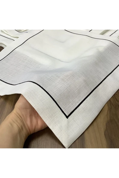 OYA home Siyah Piko Detaylı Masa Örtüsü(1) & Peçete (8) Takımı-9 Parça - 6