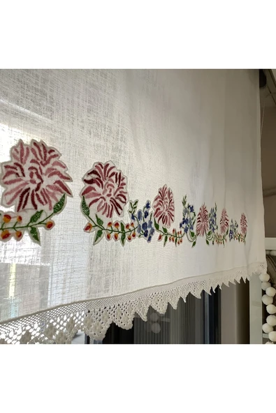 OYA home Kaneviçeli Aplikeli Perde -90*200 cm - 2