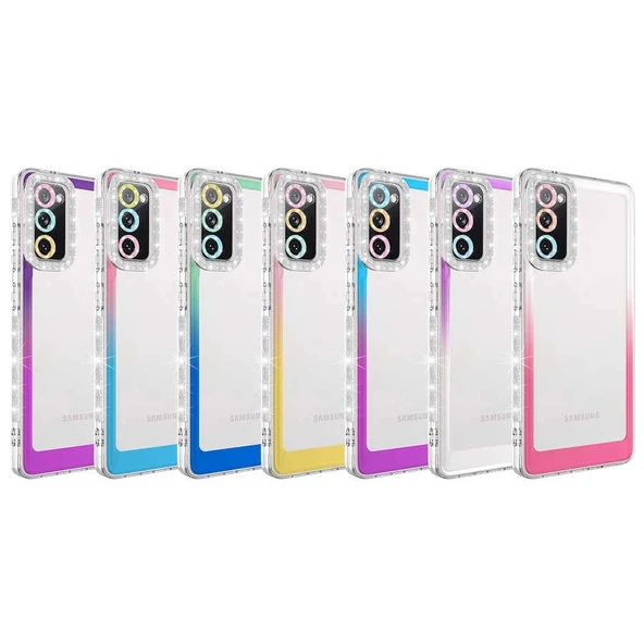 Galaxy S20 FE Kılıf Simli ve Renk Geçiş Tasarımlı Lens Korumalı Zore Park Kapak - 2