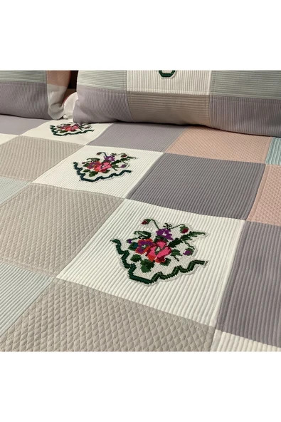 OYA home Patchwork Kaneviçeli Yatak Örtüsü -3 parça - 6