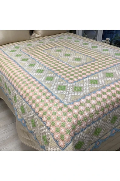 OYA home Renkli Dantelli Yatak Örtüsü -3 parça - 2