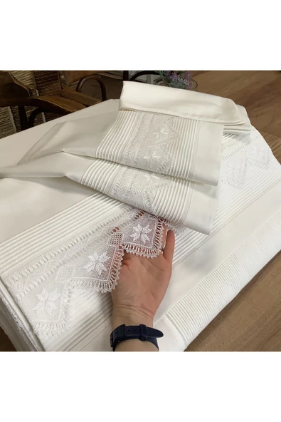 OYA home El İşi İğne Oyalı Pamuklu Pike Takımı - 6 parça - 2