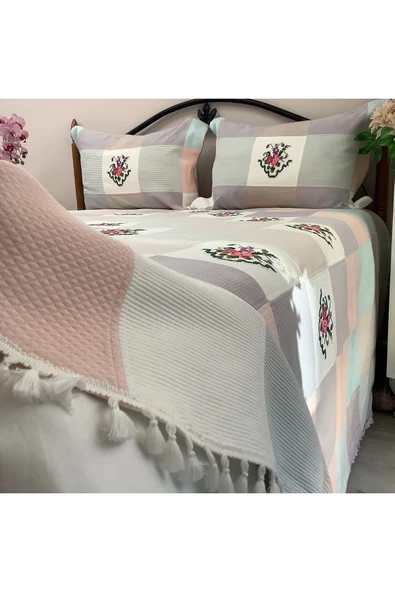 OYA home Patchwork Kaneviçeli Yatak Örtüsü -3 parça - 7