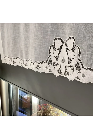 OYA home Beyaz İş Aplikeli Tül Perde -85*180 cm - 4