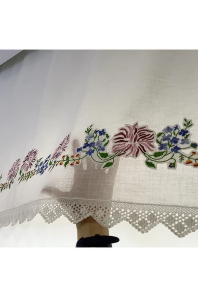 OYA home Kaneviçeli Aplikeli Perde -90*200 cm - 8