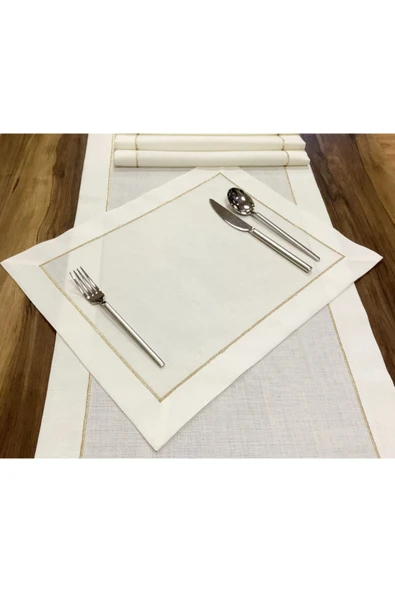 OYA home Altın Sim Piko Dikişli Ranır(1) & Amerikan Servis(8) Set - Toplam 9 Parca