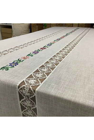 OYA home Kaneviçeli & Dantelli Masa Örtüsü -160*260 cm