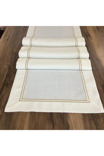 OYA home Altın Simli Simli Ranır Lı Masa Örtüsü ( 2 Parça ) - 6