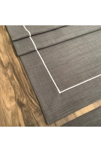 OYA home Antrasit Amerikan Servis(6) & Peçete(6) & Ranır(1) Set- Toplam 13 Parça - Resim 3