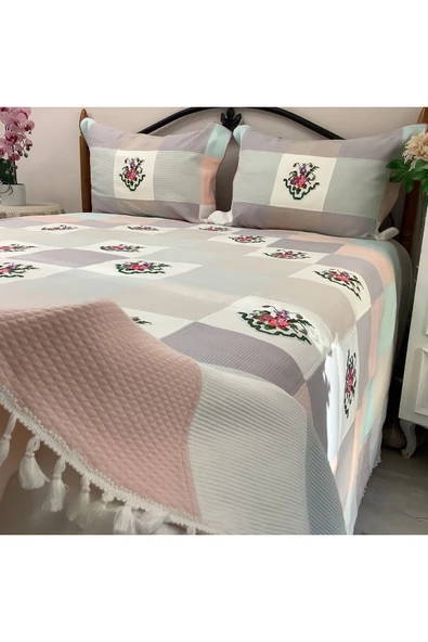 OYA home Patchwork Kaneviçeli Yatak Örtüsü -3 parça - 8