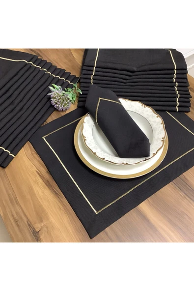 OYA home Gold Pikolu Amerikan Servis ( 8 ) & Peçete (8) Set - 16 parça