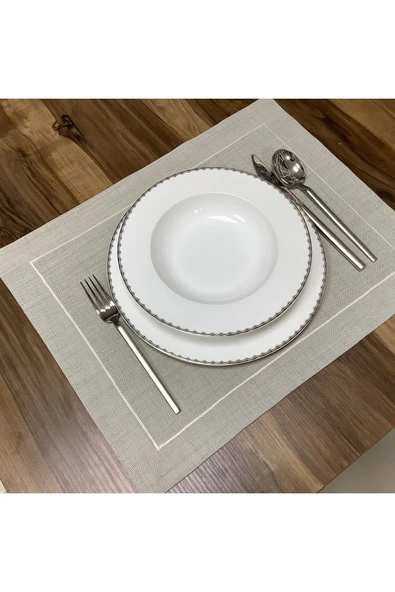 OYA home Taş Rengi Amerikan Servis (6)& Kahve Peçetesi (6) & Ranır (1) -13 Parça - 4