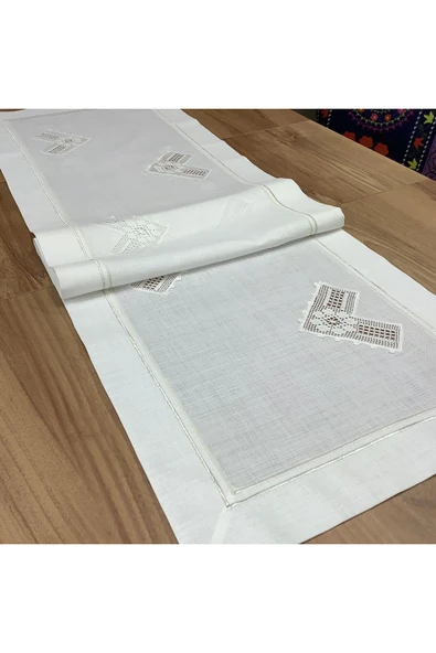 OYA home El Işi Dantelli Amerikan Servis (8)& Peçete(8) & Ranır(1) Set - 17 Parça - Resim 6