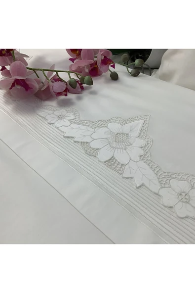 OYA home Beyaz iş li Pamuklu Nevresim Takımı -6 parça - 2