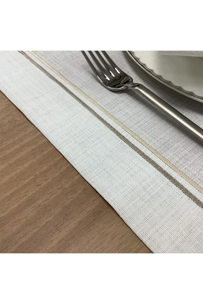 OYA home Çift Pikolu ( Bej&gri) Amerıkan Servıs (8) & Peçete(8) & Ranır(1) Set - 17 Parca - Resim 4