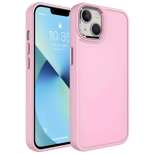 Apple iPhone 14 Kılıf Metal Çerçeve ve Buton Tasarımlı Sert Zore Botox Kapak