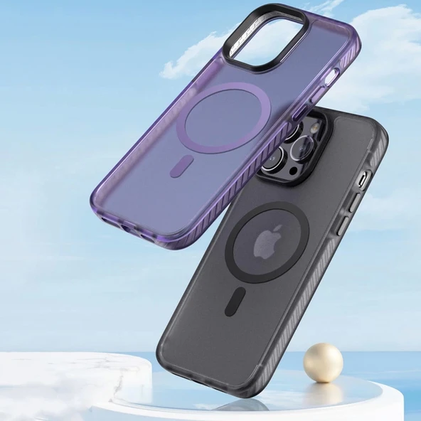 Apple iPhone 14 Pro Max Kılıf Mat Arka Yüzey Wireless Şarj Özellikli Zore Locik Kapak - 4