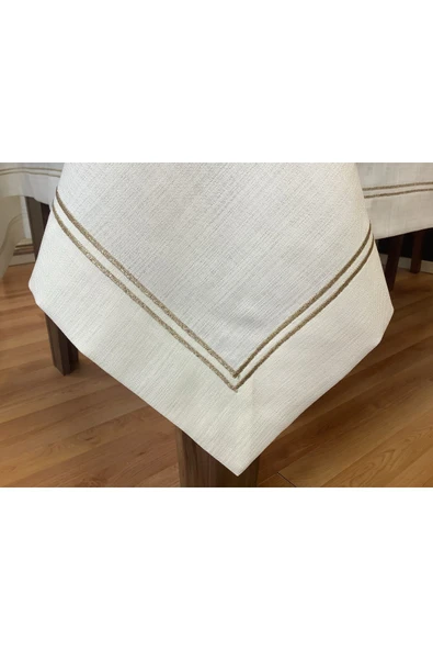 OYA home Altın Simli Çift Pikolu Masa Örtüsü(1) & Ranır(1) & Peçete ( 8 ) Set - 10 Parca - 2