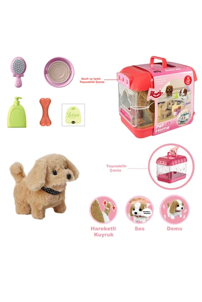 Vardem Hareketli Köpek ve Işıklı Sesli Şeffaf Kafes Seti