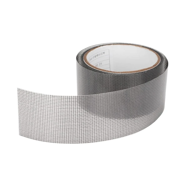48 mm x 2 Metre Yapışkanlı Sineklik Tülü Tamir Bandı Yırtık Kopmuş Delik Fiber Tül Yapıştırma Gri - 8